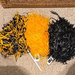 3 Black and Yellow Cheer Pom Poms